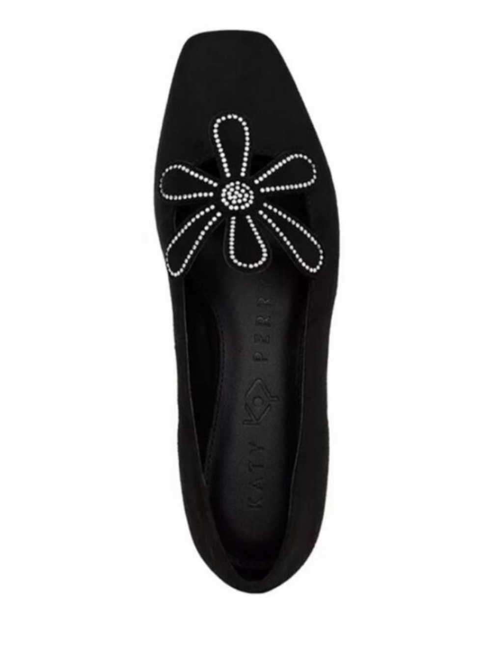 New ~ Katy Perry Collections Black Evie Daisy Embellished Flower Flats ~ Size 10